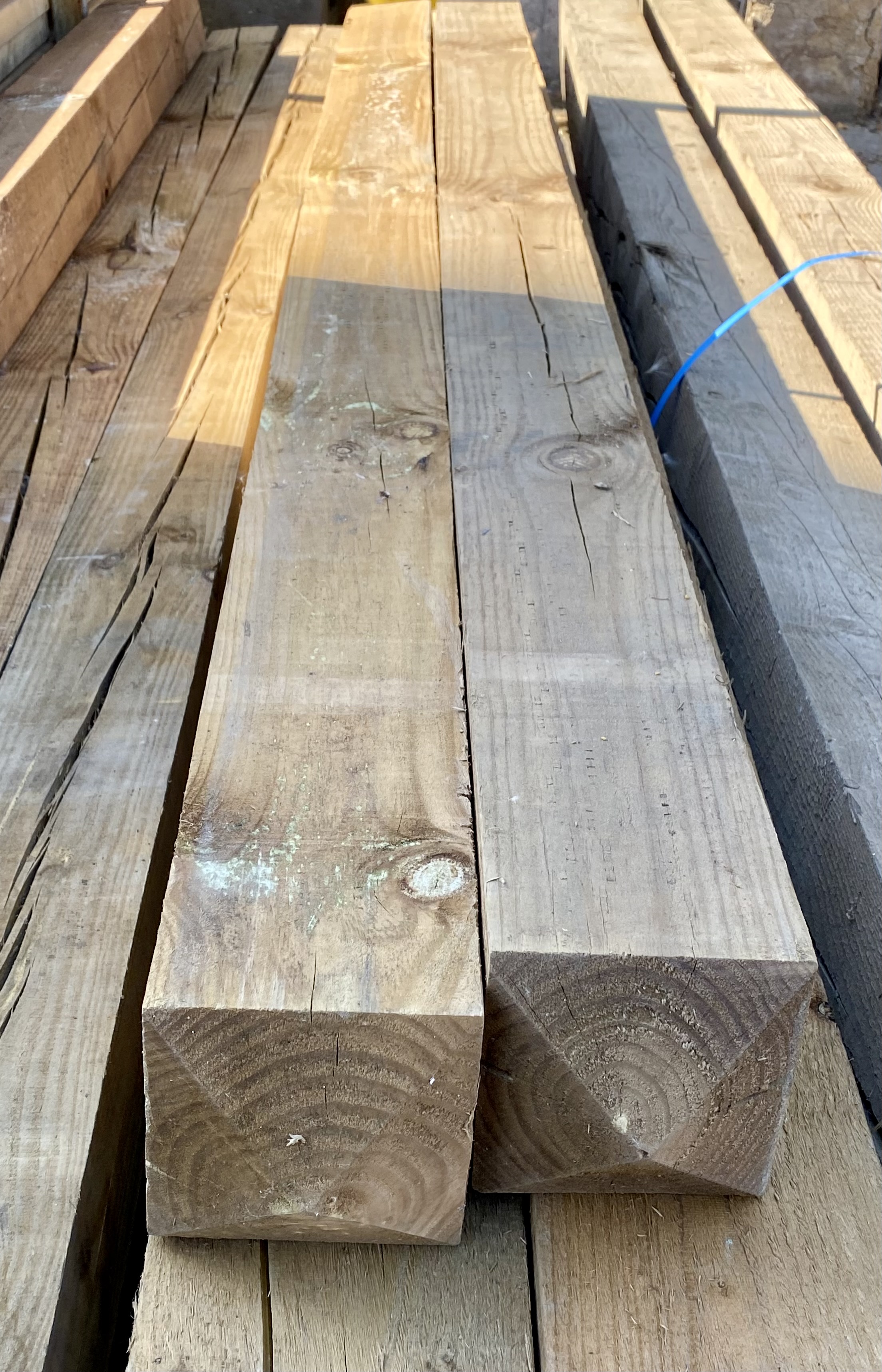 Lot 207: 2x 2.1m Treated Timber Posts (120mm x 120mm / 5x5) – Grade B / Rejects – Heavy Duty Fencing & Landscaping