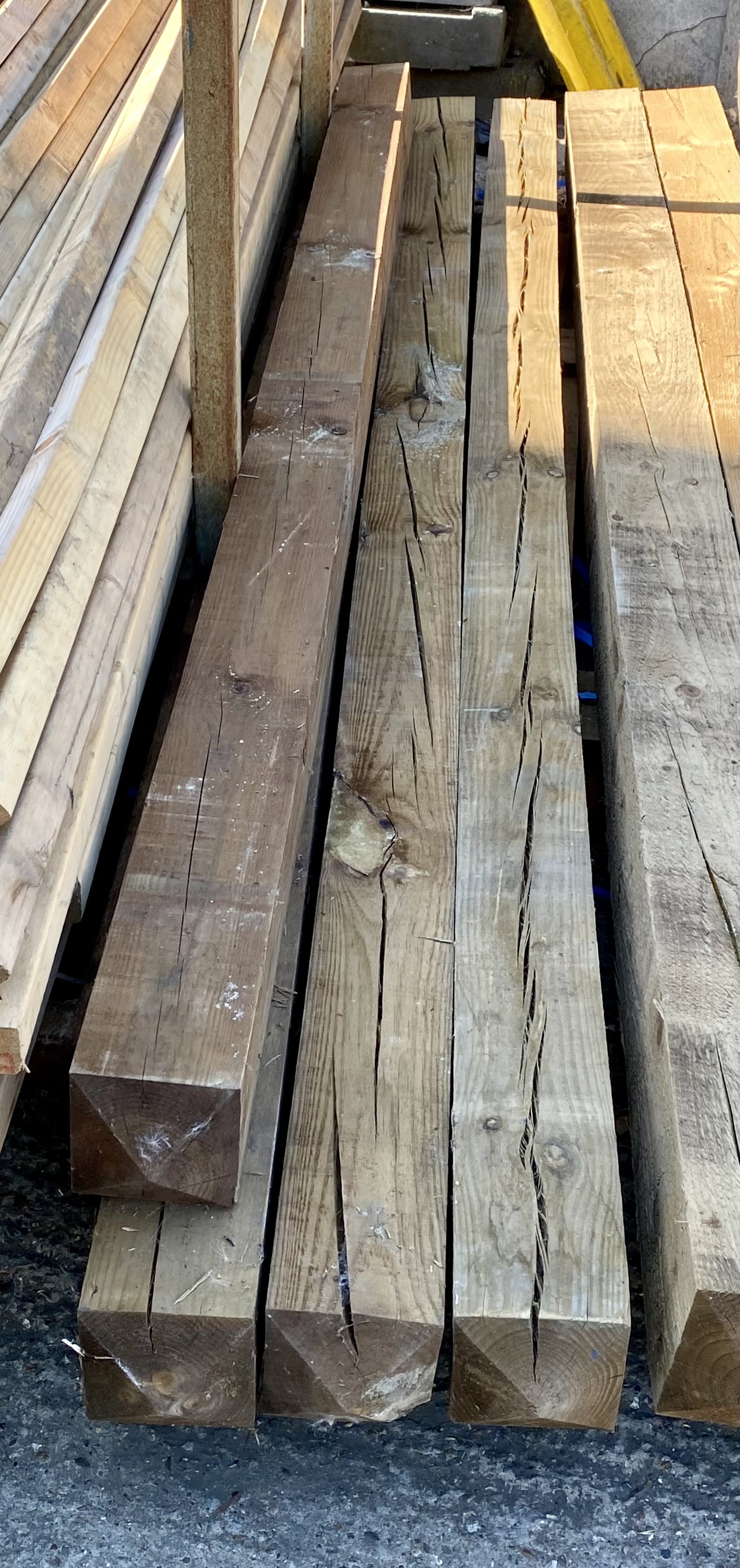 Lot 204: 4x Treated Timber Posts (3x 3m + 1x 2.7m / 120mm x 120mm / 5x5) – Grade B / Rejects – Heavy Duty Fencing