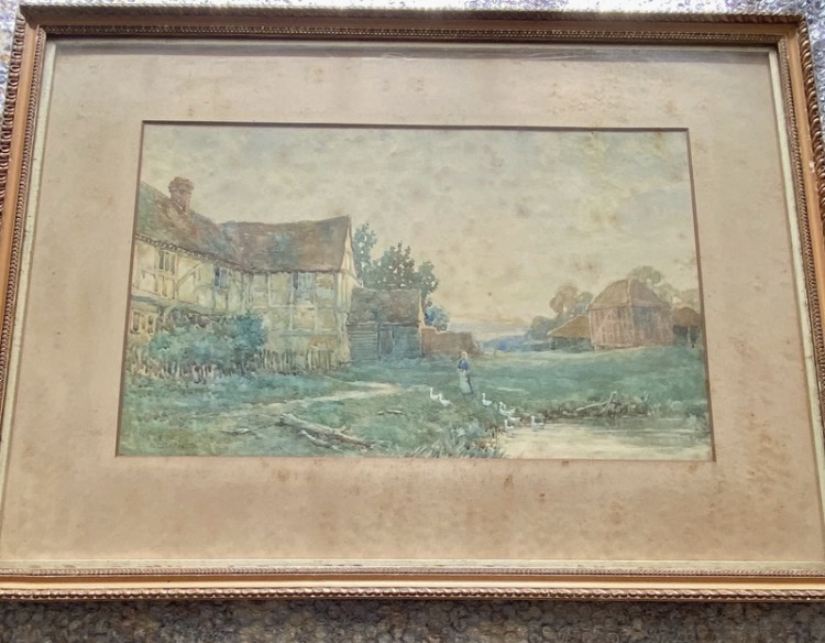 antique-t-e-francis-watercolor-painting-rural-cottage-scene-framed-74x55cm-048-2