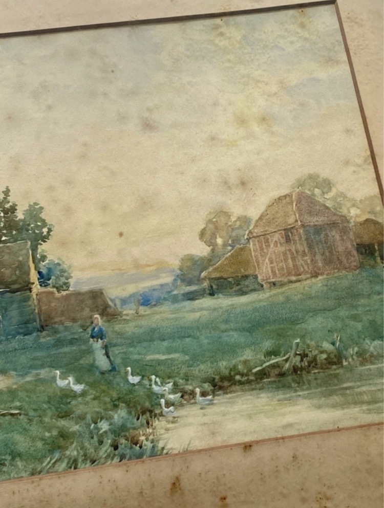 antique-t-e-francis-watercolor-painting-rural-cottage-scene-framed-74x55cm-048-4