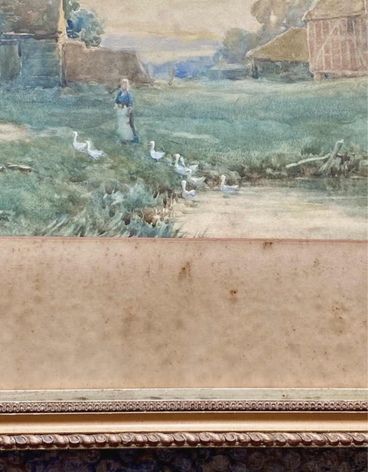 antique-t-e-francis-watercolor-painting-rural-cottage-scene-framed-74x55cm-048-5
