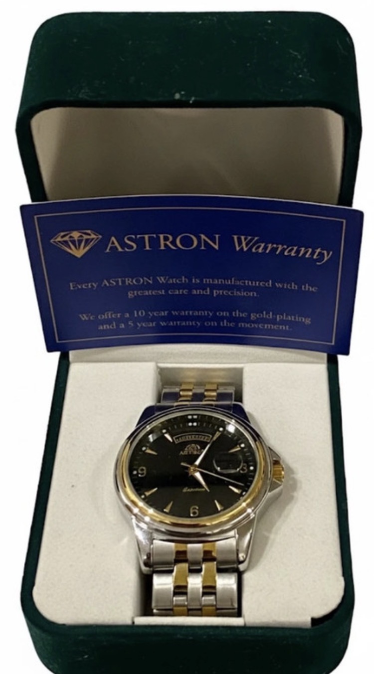Lot 173: Astron Capitano Men's Watch - Two Tone Gold/Silver - Day-Date - New Battery