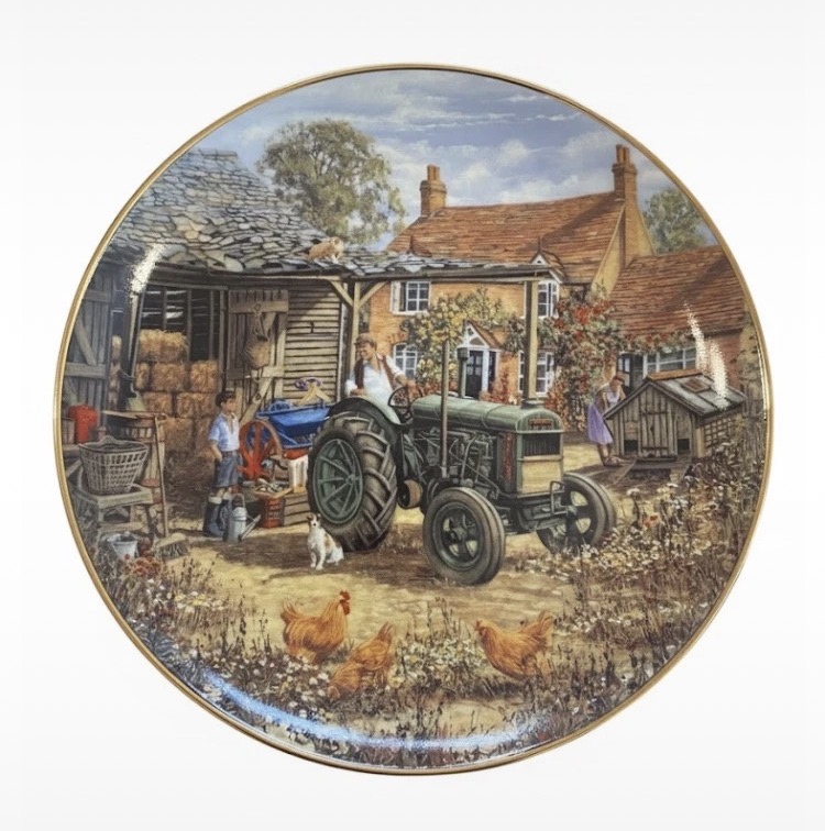 Lot 098: Danbury Mint "Off to Work" Collector Plate - Michael Herring Ford Tractor 22ct