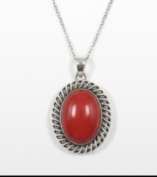 Lot 177: Genuine Sterling Silver Red Stone Locket Pendant Necklace - 925 Stamped inc Gift Bag