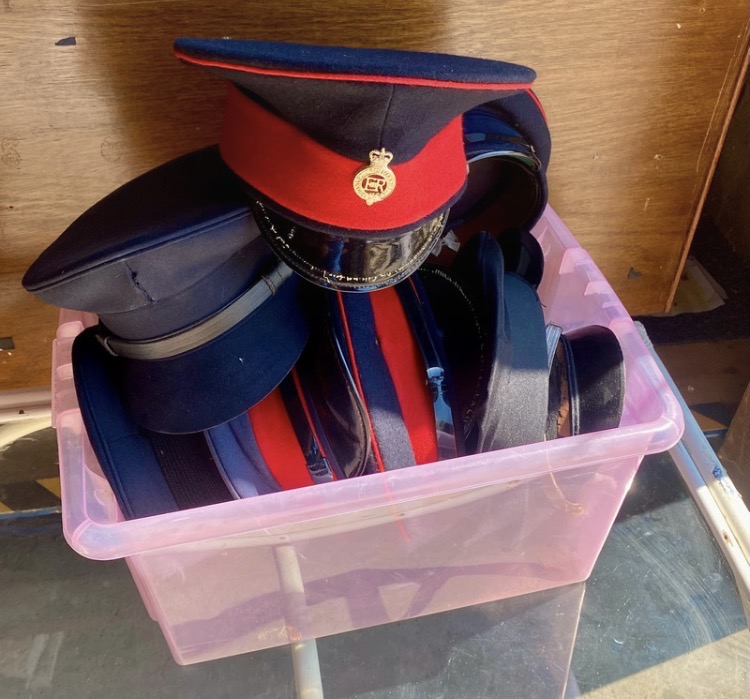 Lot 292: Job Lot of 10 British Military & Service Dress Peak Caps - Vintage Uniform Bundle