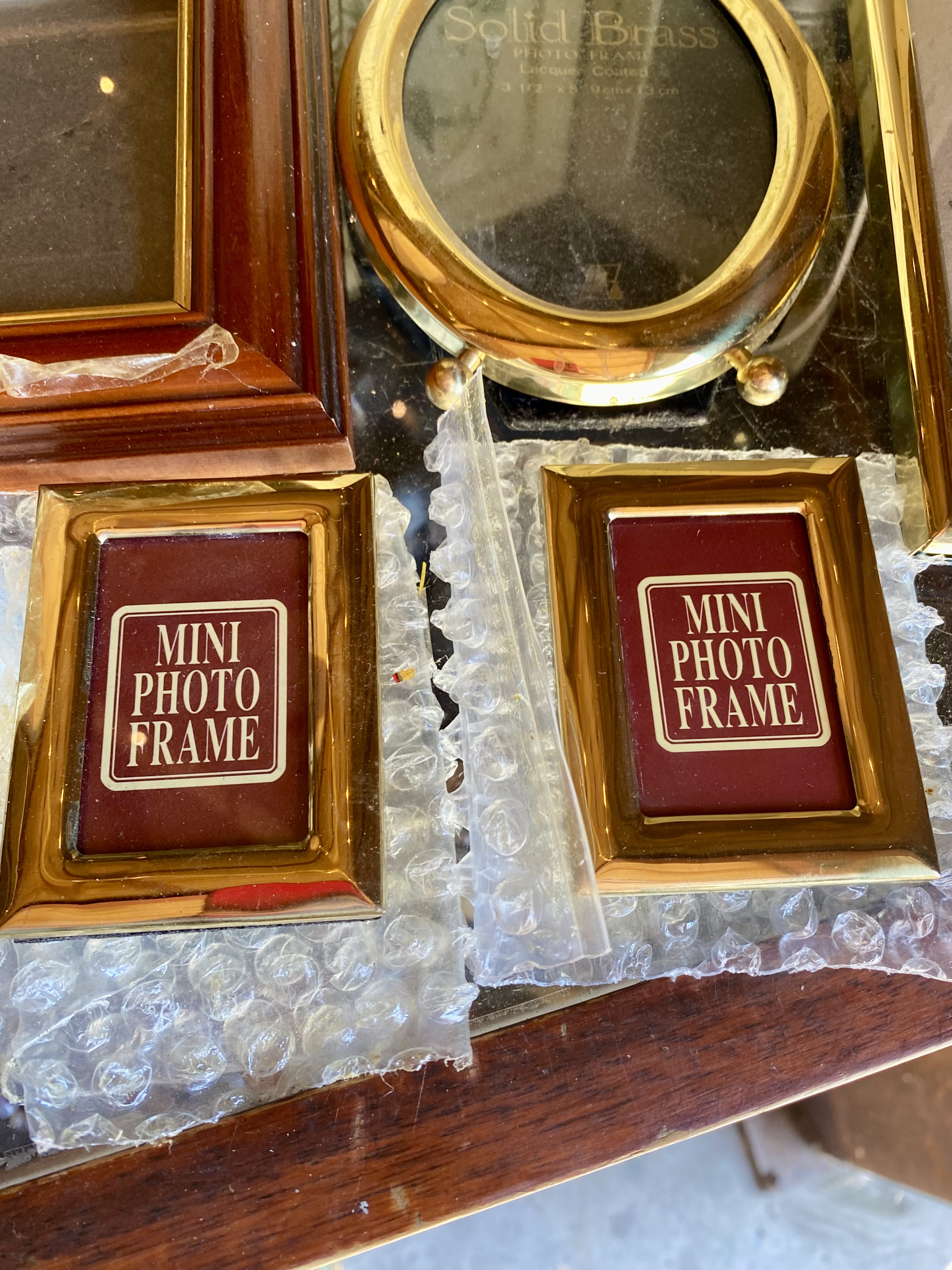 job-lot-of-6-vintage-photo-frames-solid-brass-botanical-clock-diptych-wood-1980s-y2k-217-4