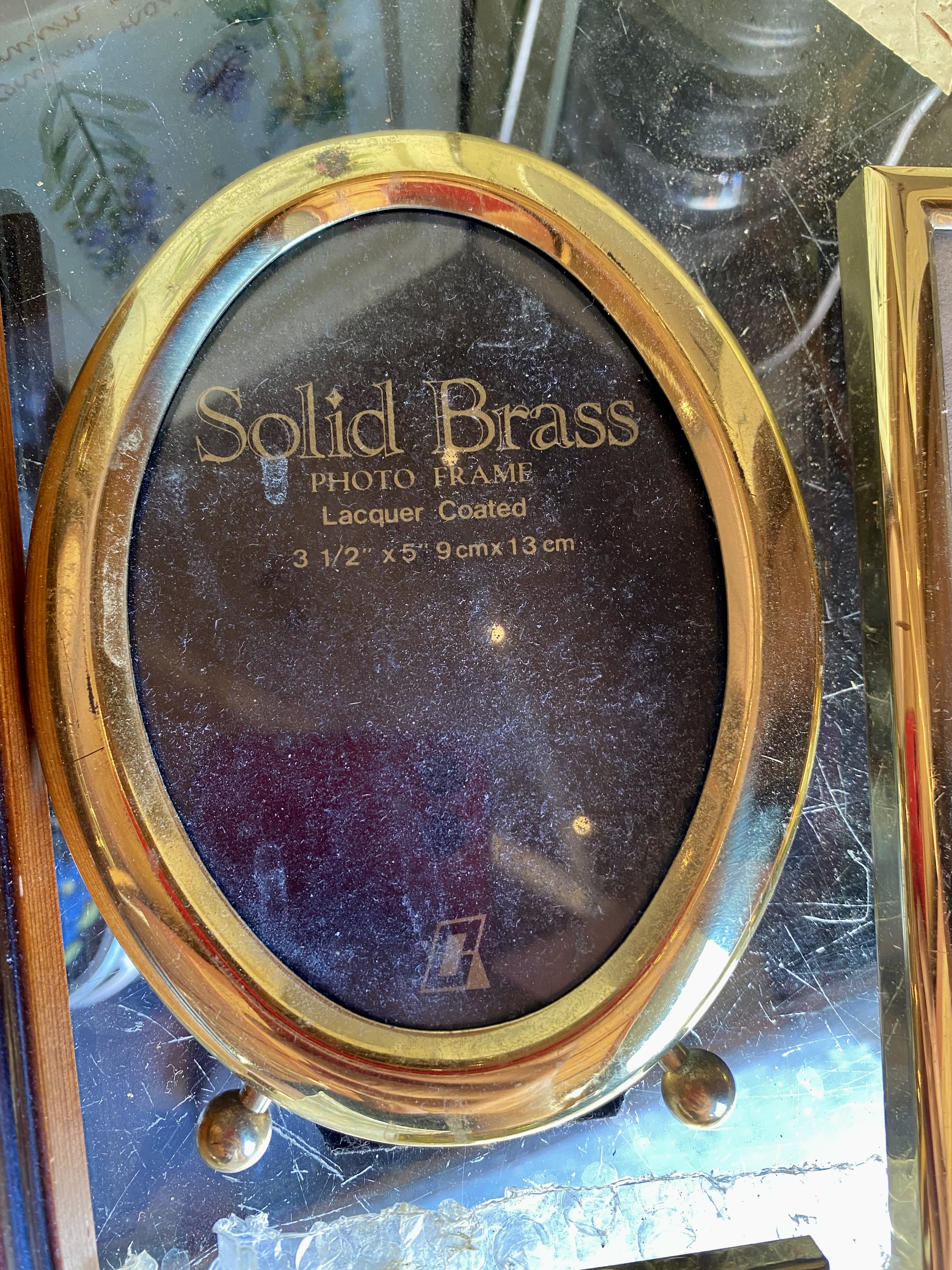 job-lot-of-6-vintage-photo-frames-solid-brass-botanical-clock-diptych-wood-1980s-y2k-217-6