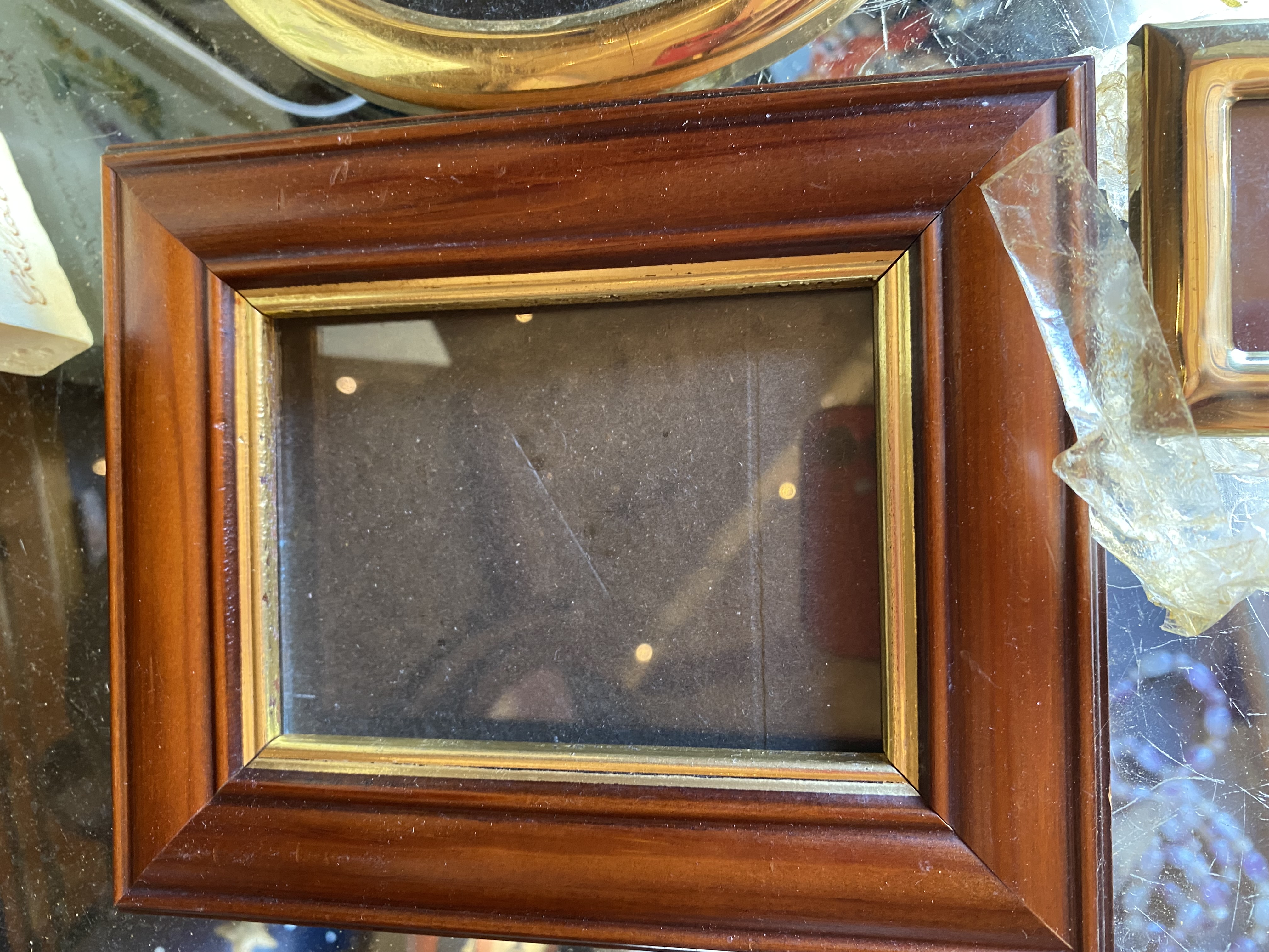 job-lot-of-6-vintage-photo-frames-solid-brass-botanical-clock-diptych-wood-1980s-y2k-217-7