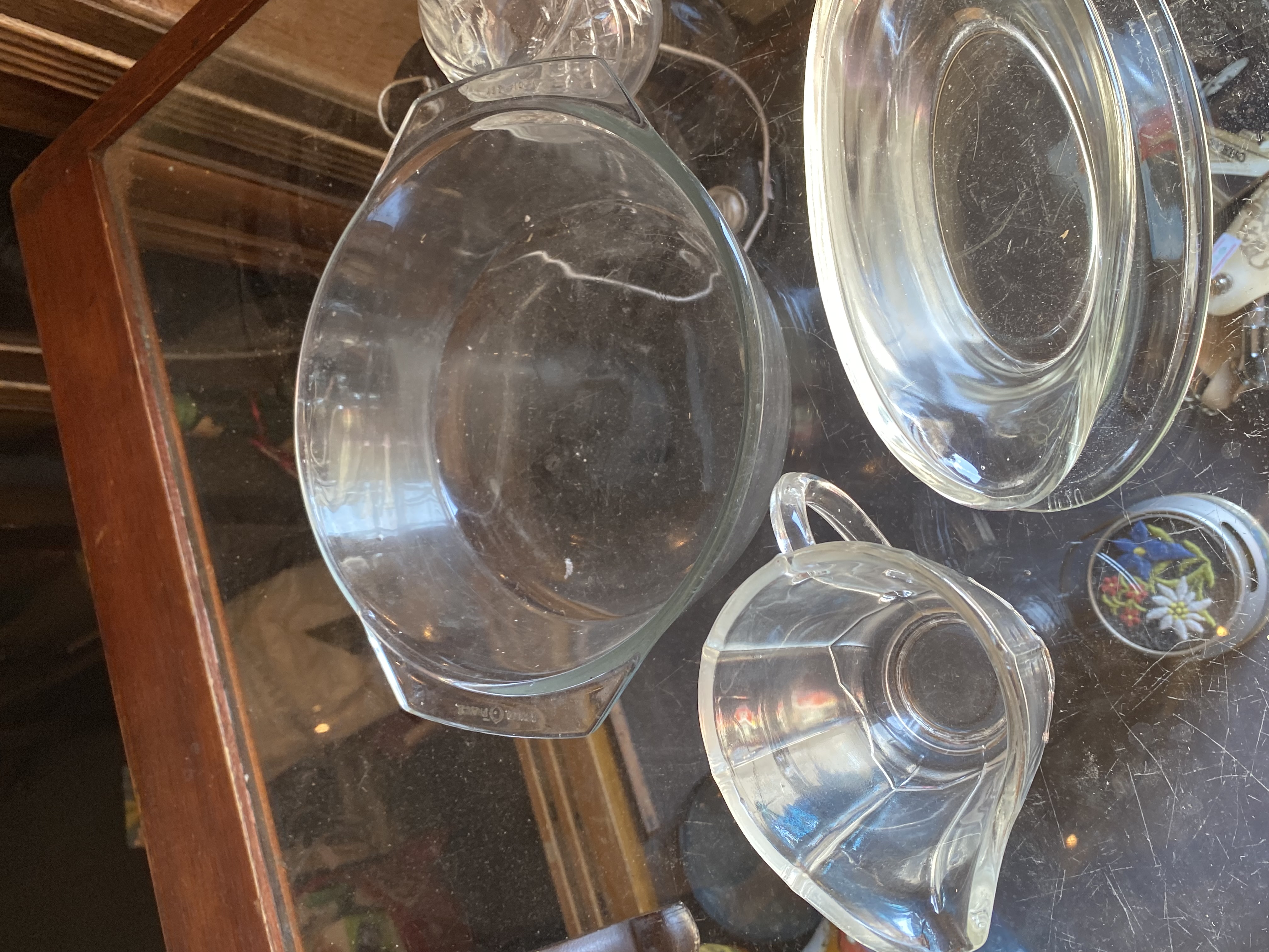 job-lot-vintage-retro-clear-glassware-1977-silver-jubilee-jug-decanter-gravy-boat-pyrex-232-3