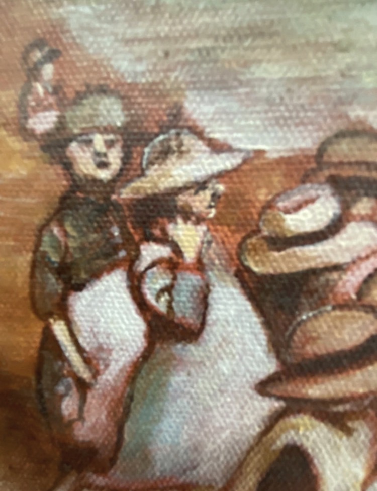 original-1994-oil-painting-edwardian-beach-scene-sailing-barges-se9-artist-040-5
