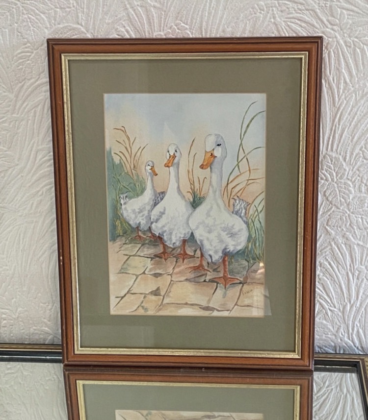 Lot 046: Original Signed Watercolor Painting - "Walkies" by Pauline Welch