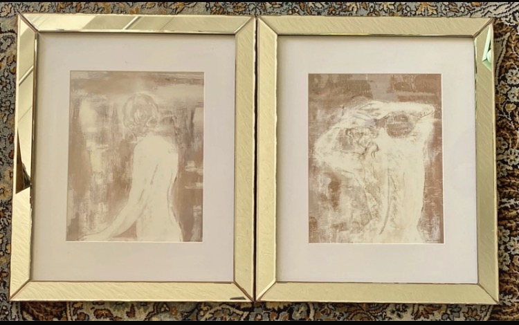 Lot 047: Pair of Lanie Loreth Framed Art Prints - Mirrored Frames