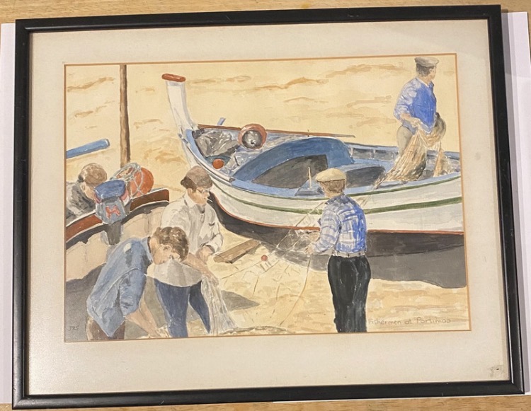 Lot 191: Pair of Original Vintage 1970s Watercolors – Paris (Montmartre) & Portimão, Portugal – Signed JRS