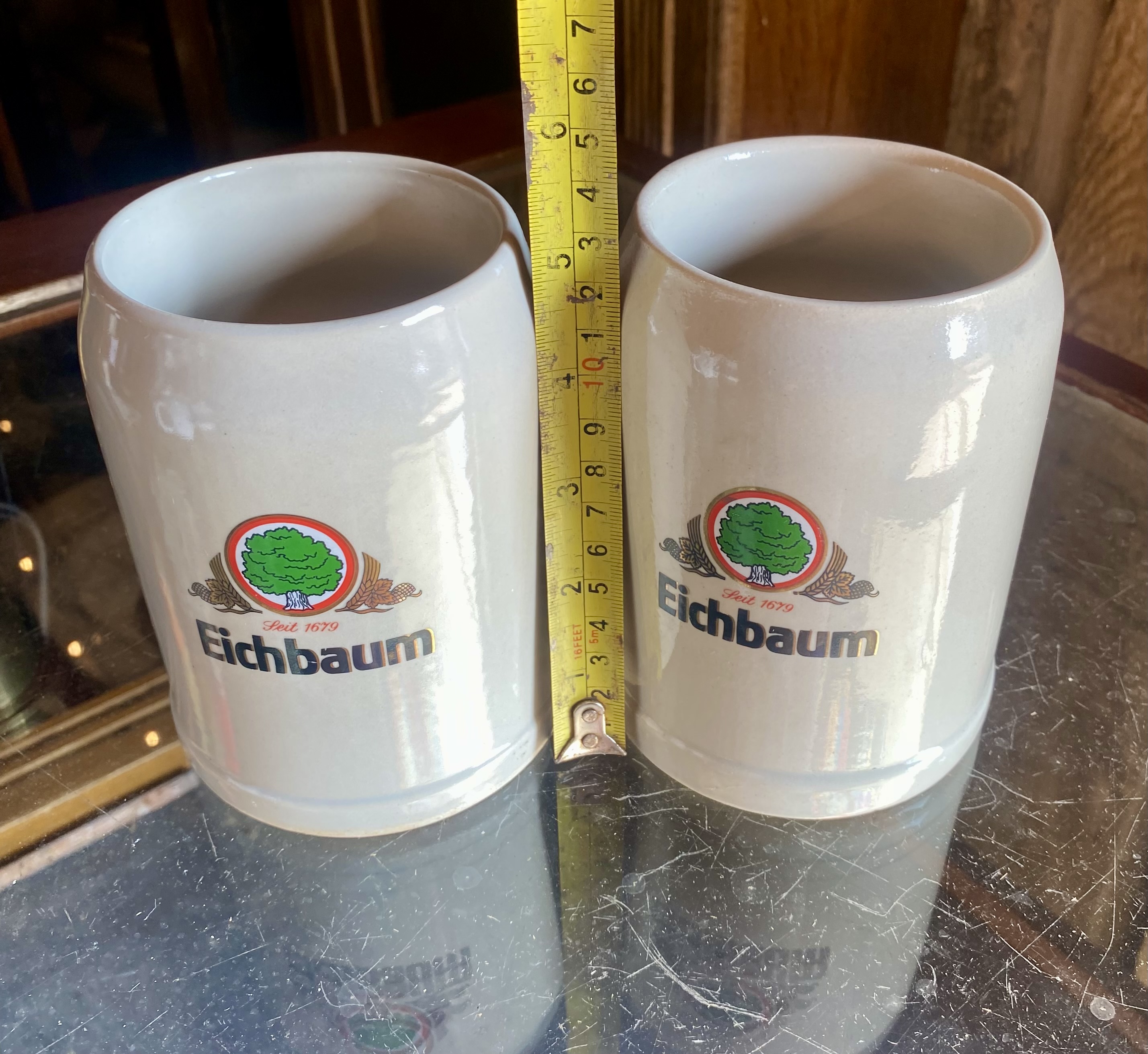 Lot 252: Pair of Vintage Eichbaum German Stoneware Beer Mugs / Steins (0.5L) – 1980s/90s
