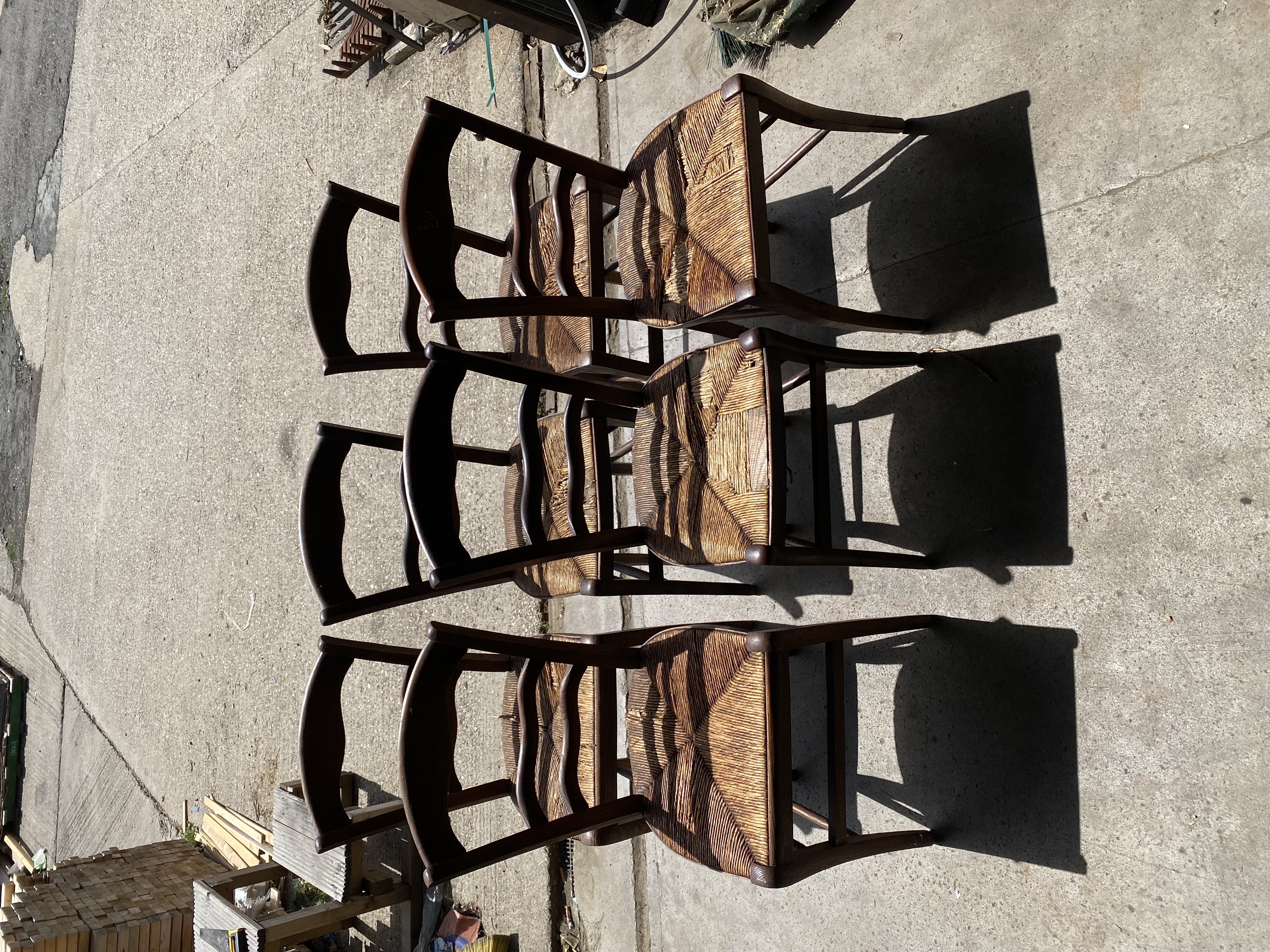 Lot 001: Set of 6 Vintage French Country Rush Seat Chairs – Project / Upcycle