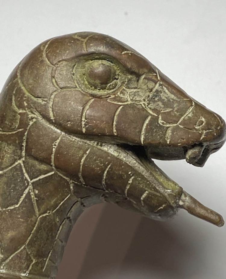 Lot 308: Solid Brass Cobra Snake Walking Stick Handle – Vintage Style Topper