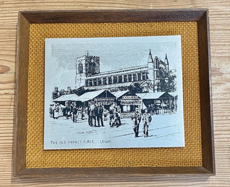 Lot 045: Title: Vintage Etched Metal Art - Leigh Market Place - Manuscript Ltd Cornwall