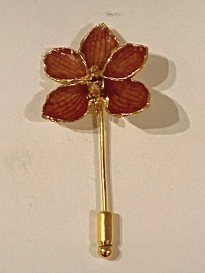 Lot 035: Vintage 24k Gold Plated Orchid Stick Pin – RISIS Style with Gift Box