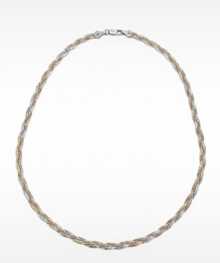 vintage-925-tri-color-braided-sterling-silver-necklace-42cm-180-2
