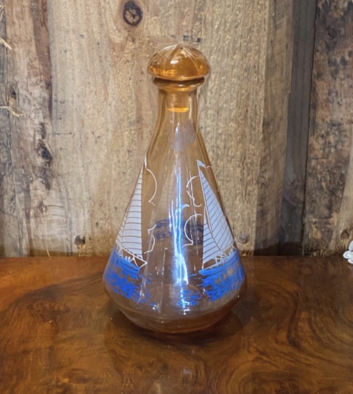 vintage-amber-glass-sailboat-decanter-mid-century-mcm-barware-026-3