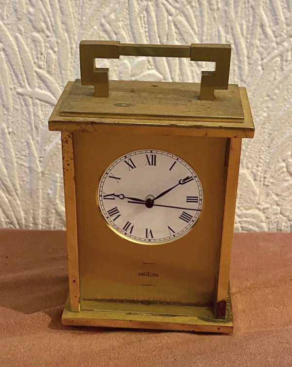 Lot 033: Vintage Angelus Swiss Brass Carriage Clock - Working Quartz Movement