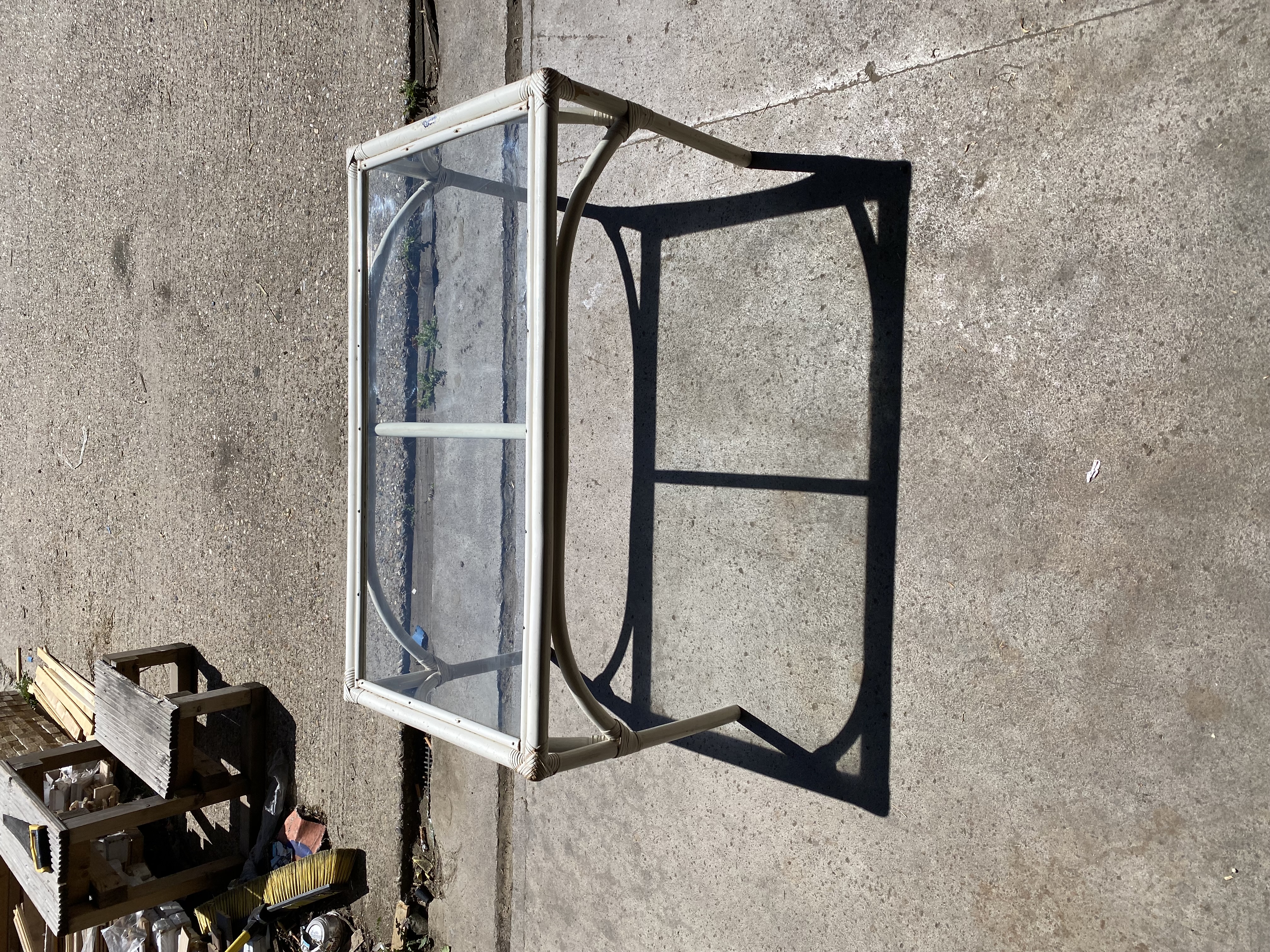 Lot 002: Vintage Boho Rattan Cane Glass Coffee Table (92x51x43cm)
