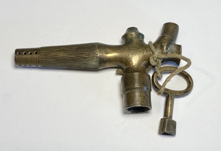 Lot 060: Vintage Brass Barrel Tap & Original Security Key