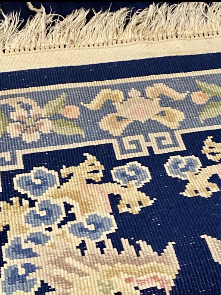 vintage-chinese-art-deco-dragon-rug-blue-gold-hand-knotted-wool-158x70cm-024-4