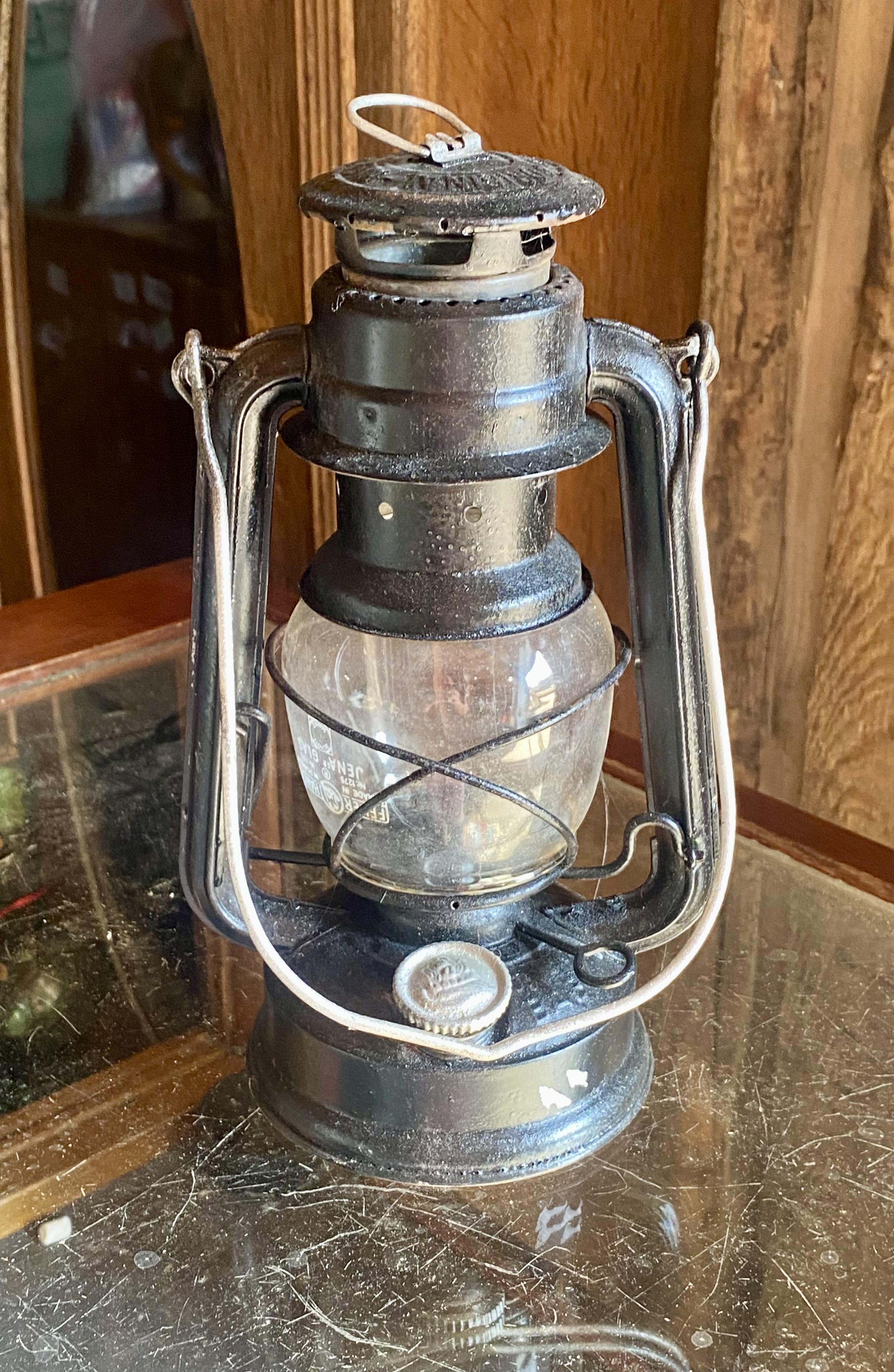 Lot 255: Vintage Feuerhand No. 275 Baby Paraffin Lantern – West Germany – Original Jena Glass