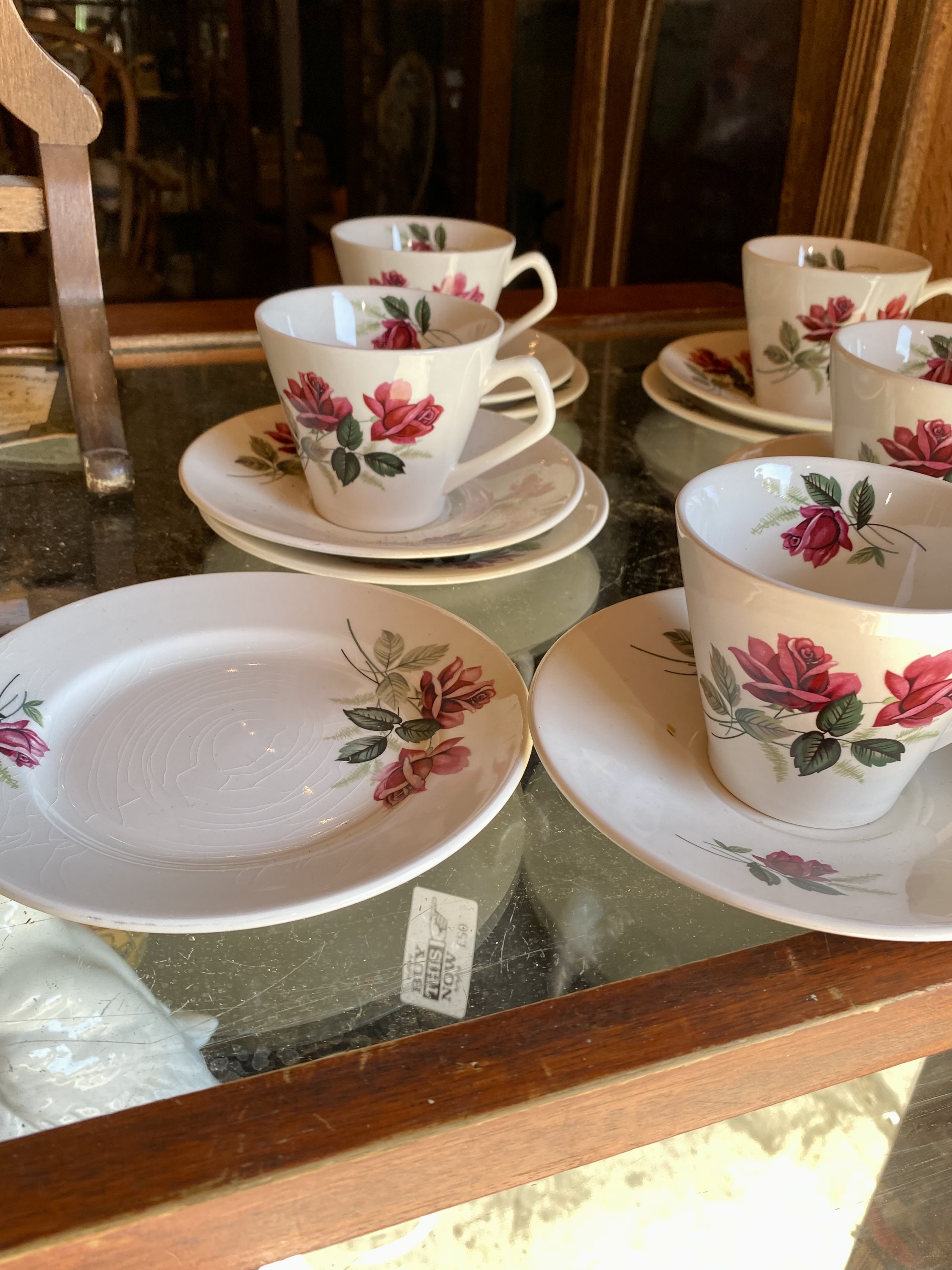 vintage-lord-nelson-pottery-red-rose-tea-set-5-trios-mid-century-221-3