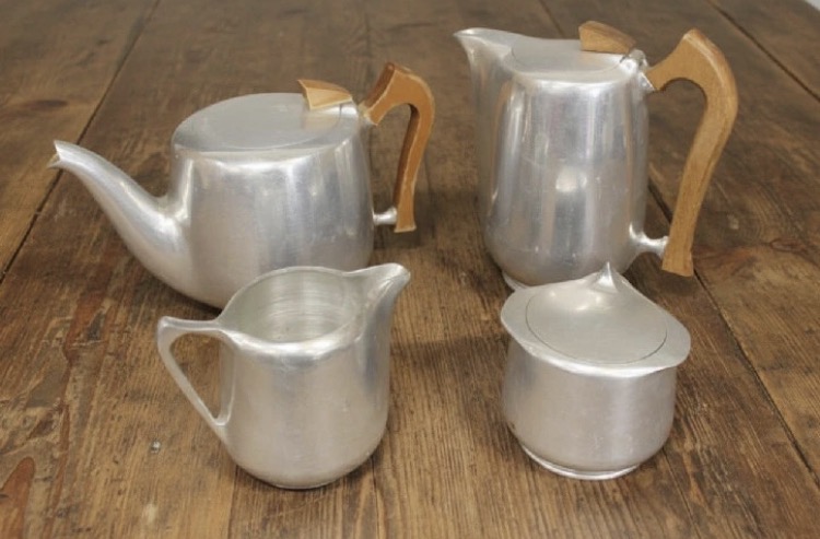 Lot 099: Vintage Picquot Ware Tea Set – 4 Piece Mid-Century Modern (England)
