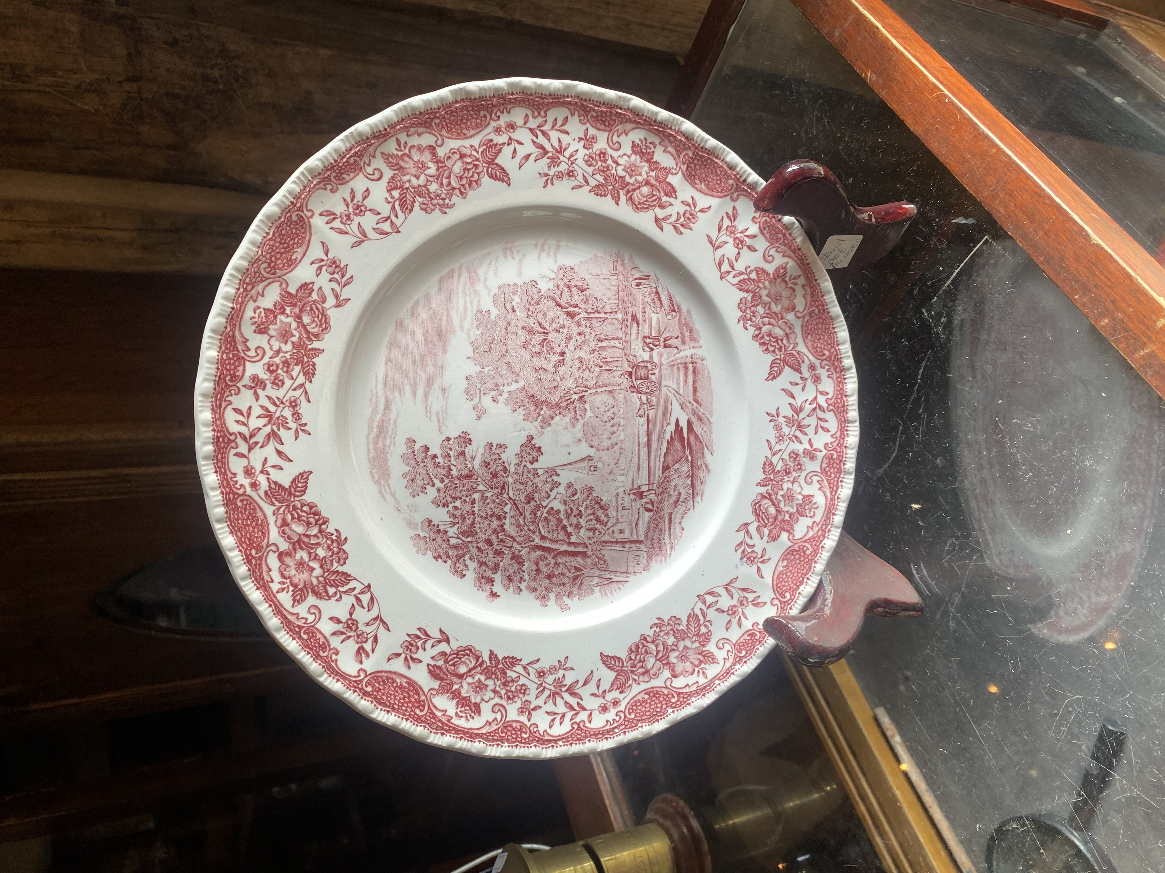 Lot 248: Vintage Royal Tudor Ware "Olde England" Red Transferware Plate (25cm / 10")