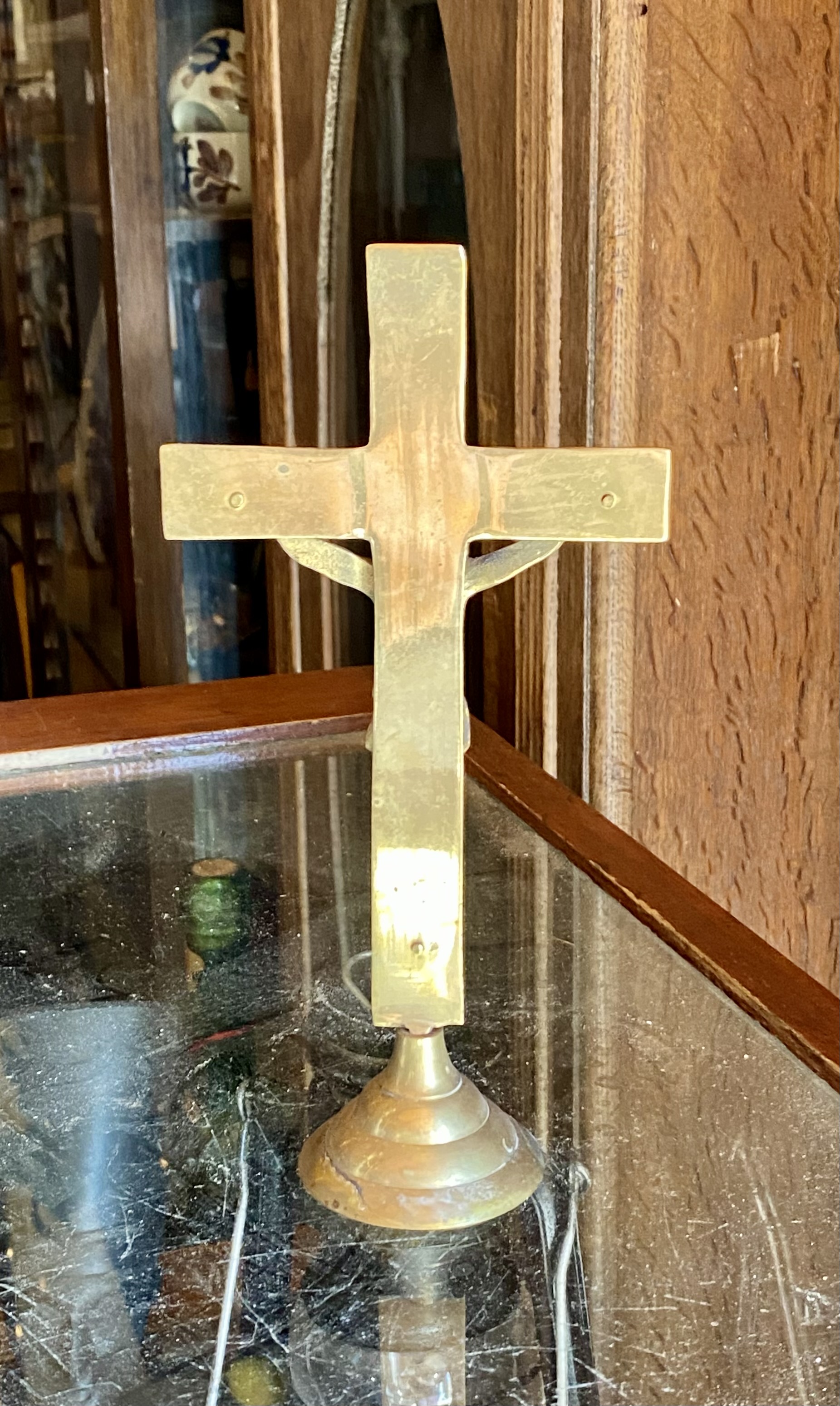 vintage-solid-brass-standing-altar-crucifix-table-cross-22cm-x-11cm-213-3