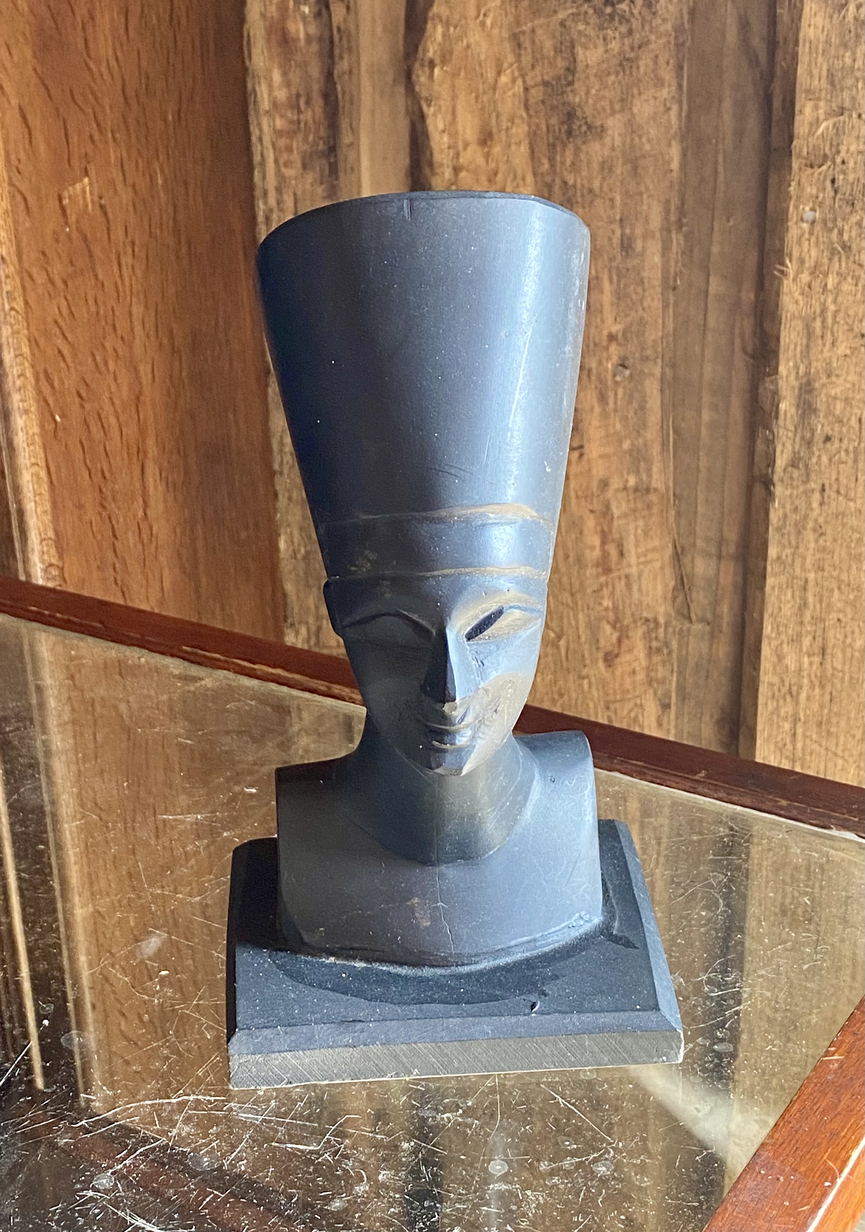 Lot 260: Vintage Solid Carved Dark Stone Queen Nefertiti Bust Sculpture | Heavy Egyptian Replica