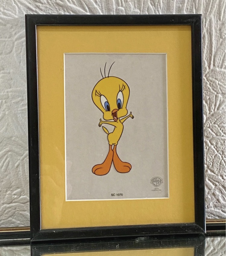 Lot 194: Vintage Warner Bros Studio Store Tweety Bird Sericel - Framed 90s Looney Tunes Art